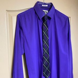 Express 1MX Extra Slim Fit dress shirt with tie